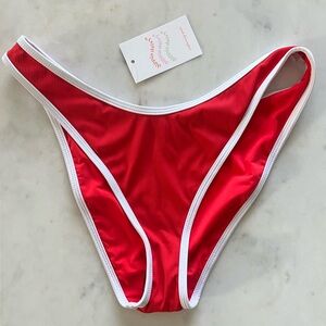 Dippin' Daisy's Red Bikini Bottom with White Accent